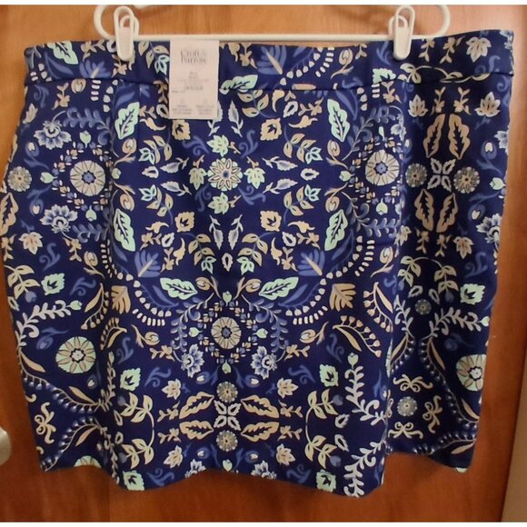 Croft & Barrow The Effortless Stretch Skort Women Size 22W Blue Floral Pockets - Picture 1 of 7